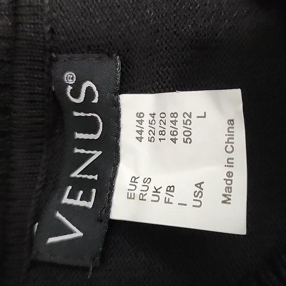 VENUS Black Cowl Neck Long Sleeve Sweater Dress Faux Leather Large - Picture 3 of 9